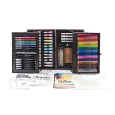 Art 101 Platinum 151-piece Multimedia Artists Set with Wood Case, Pencil, Pastel