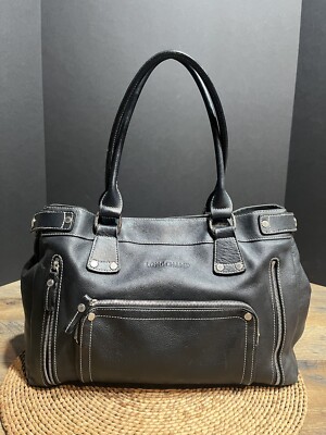 Longchamp Soft Black Leather Shoulder/Handbag Purse