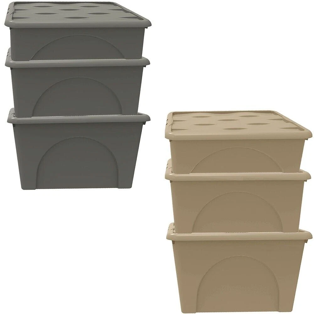 Puzzle Box con coperchio a scatto e ruote 80 L Trasparente / Grafite Tontarelli