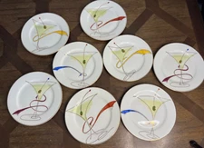 Pier 1 Imports Martini Glass Salad Appetizer Plates 7.5"  Porcelain Set of (8)