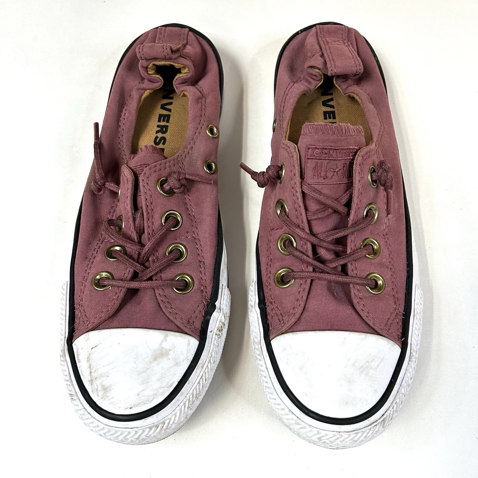 Sneakers basse donna Converse taglia 7 Shoreline rosa nero bianco slip #2948