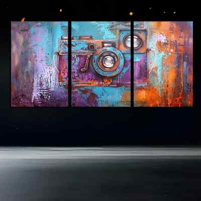 3pcs  Abstract Camera Design Canvas Unframed