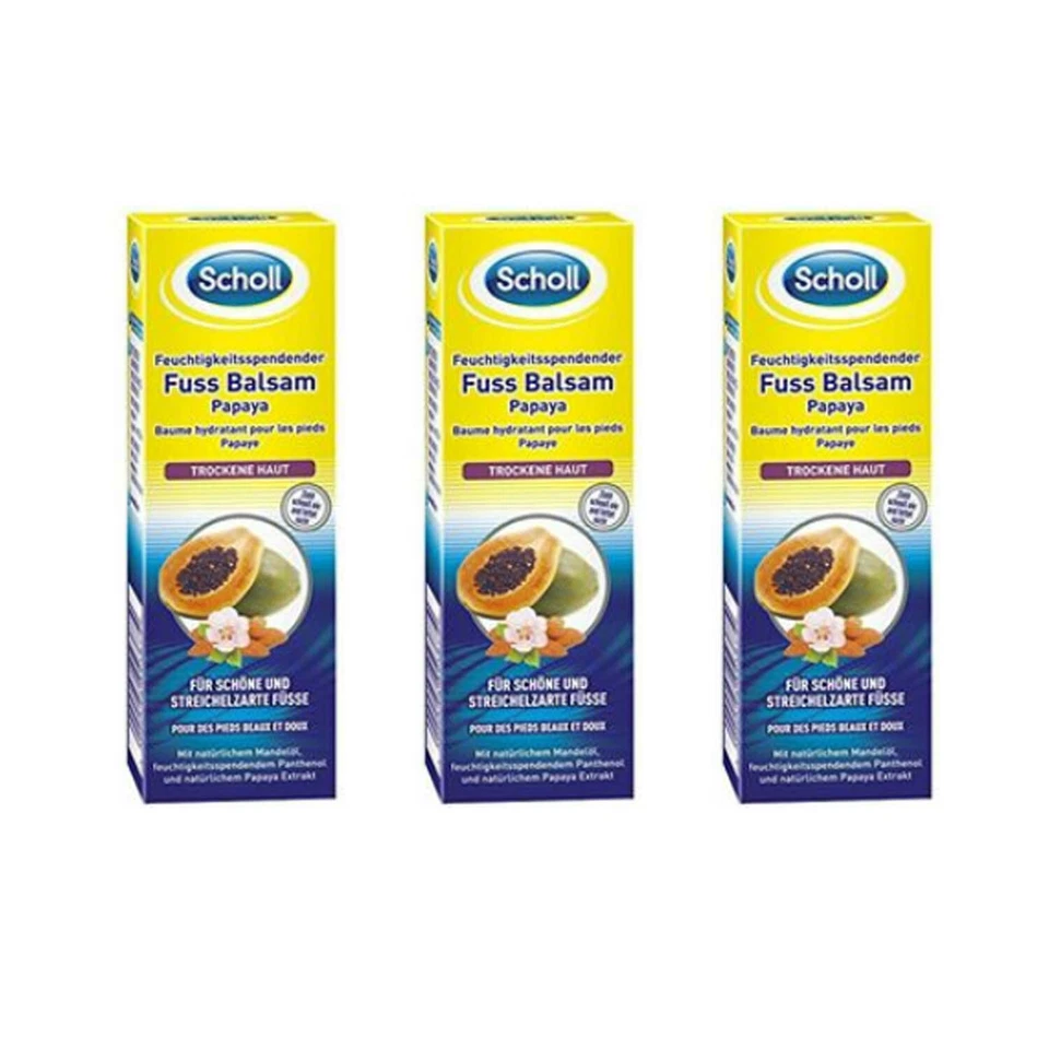 3 X Scholl Cracked Heel Foot Balm Papaya 75ml