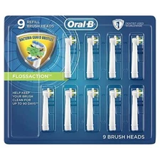 Genuine Oral-B Braun Floss Action Replacement Toothbrush Heads Refill (9 Count)