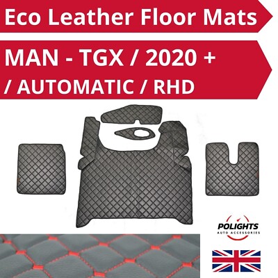 für MAN TGX 2020+ Automatik RechtsHD Satz Schwarz Eco Leder Fußmatten Bezüge