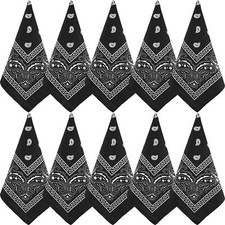 10pcs Paisley Bandanas Assorted Bandanas Cowboy Polyester Headbands Square Sc...