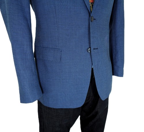 Authentic Gianni Versace Blue Pin Check Nailhead Tweed Sport Coat US 42 R New - Picture 6 of 16