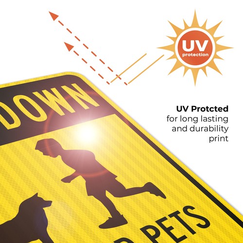 Slow Down Kinder und Haustiere spielen Schild, Verkehrsschild, - Bild 52 von 70