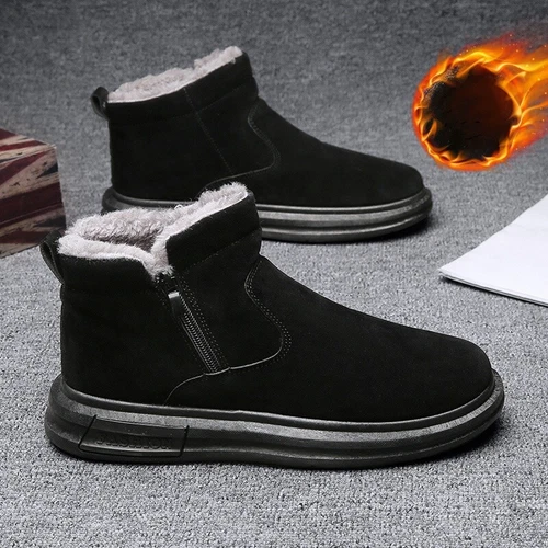 Herren Fell Innen Warm Outdoor Wandern Sport Heiß Winter Schnee Stiefeletten Schuhe - Bild 3 von 12