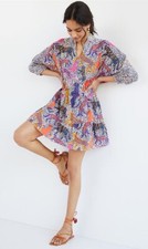 Anthropologie Conditions Apply Cats Tigers Leopard Tiered Mini Dress Cotton S