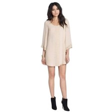 ASTR The Label Cream Scalloped Lace Trim Low Back Shift Mini Dress M