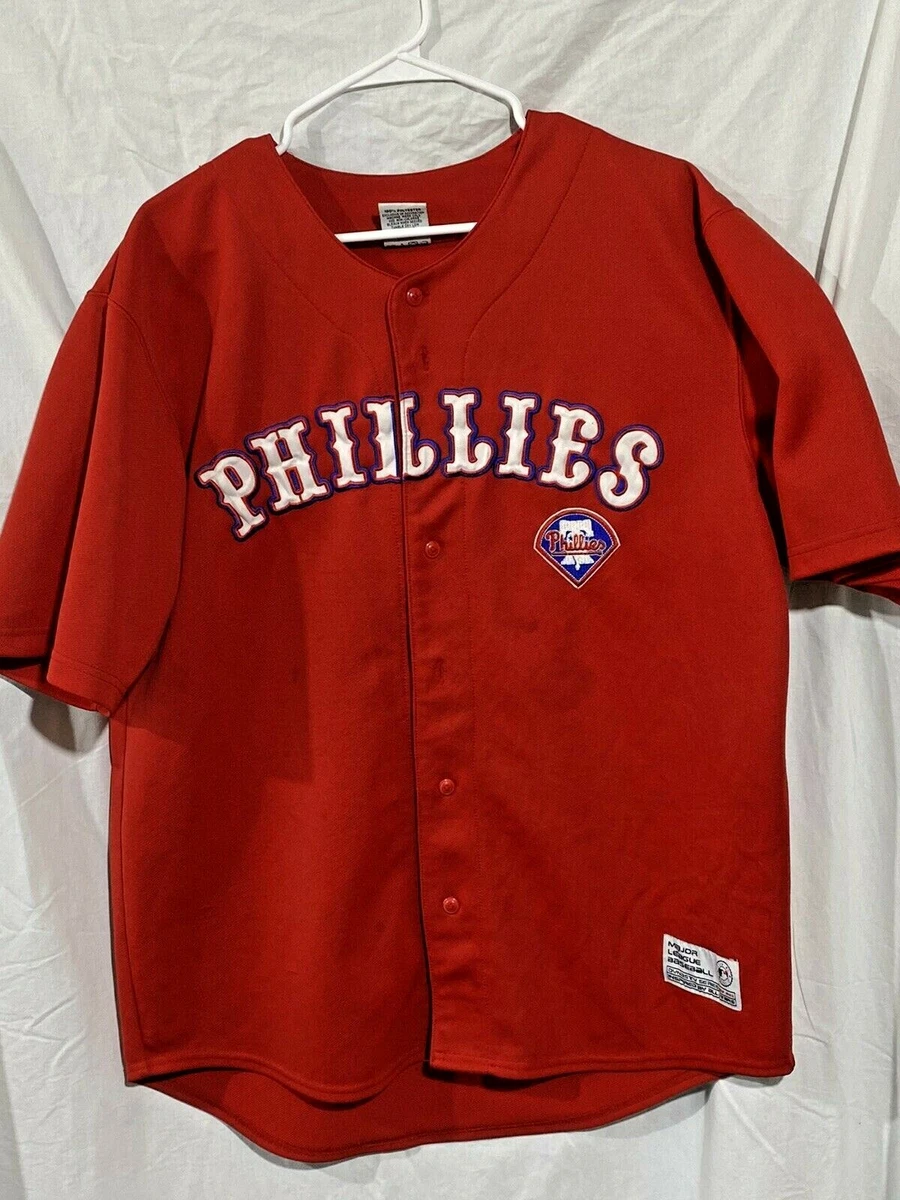 Philadelphia Phillies Jersey Mens Large Red Sewn MLB Baseball Vintage 80s