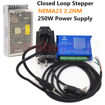 2.2NM Closed Loop Stepper Motor NEMA23 Drive Hybird Servo DSP 250W Power Supply 