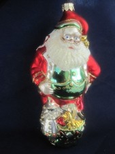 Santa Shiny Green Vest Christmas Tree Ornament Year 2000