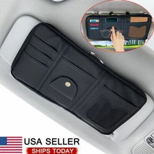 Car Sun Visor Organizer Pouch Bag Pu Leather For Card Licensewith Pocket Net