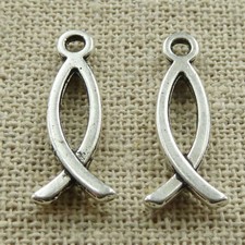 Free Ship 220 pcs tibetan silver fish charms 21x8mm L-487