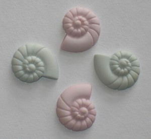 Vintage Nautilus Shell Embellishments Craft Appliques Lot Pastel Pink Blue Set 4