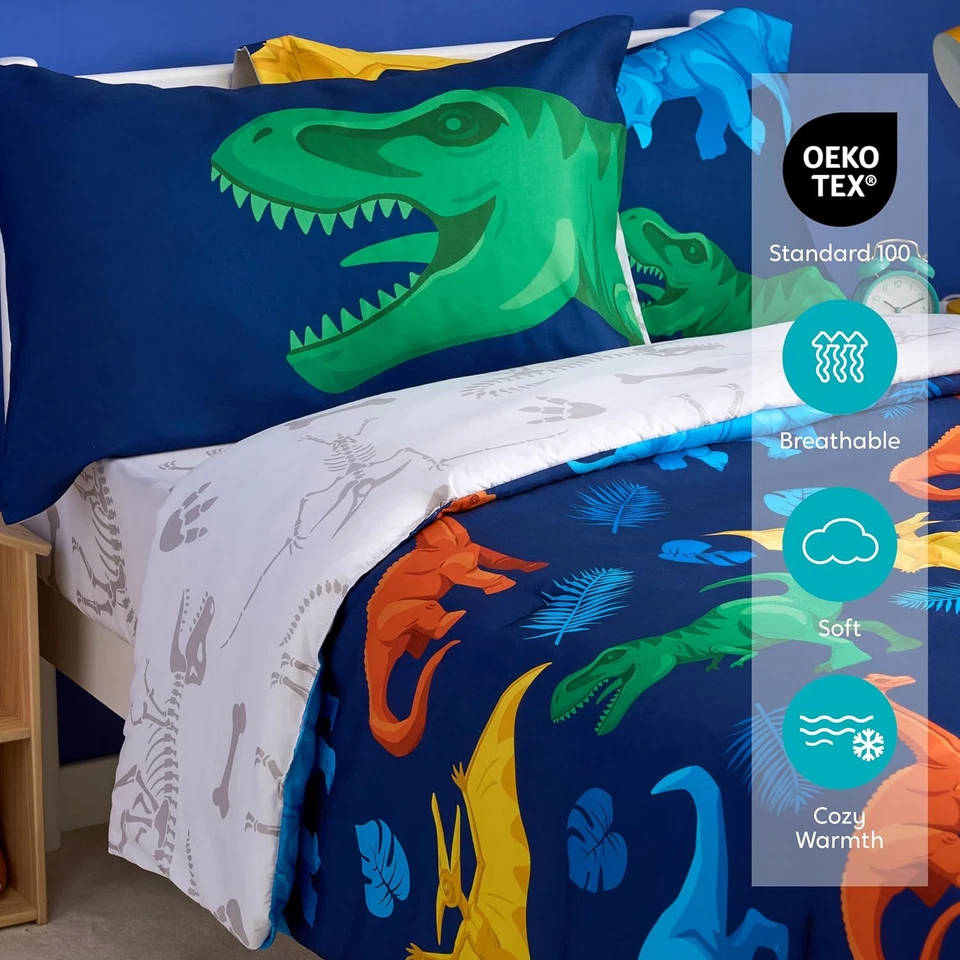 Kid Twin Comforter Set - 5 Piece Dinosaur Bedding Set for Boys/Girls - Super Sof - Image 3 of 4