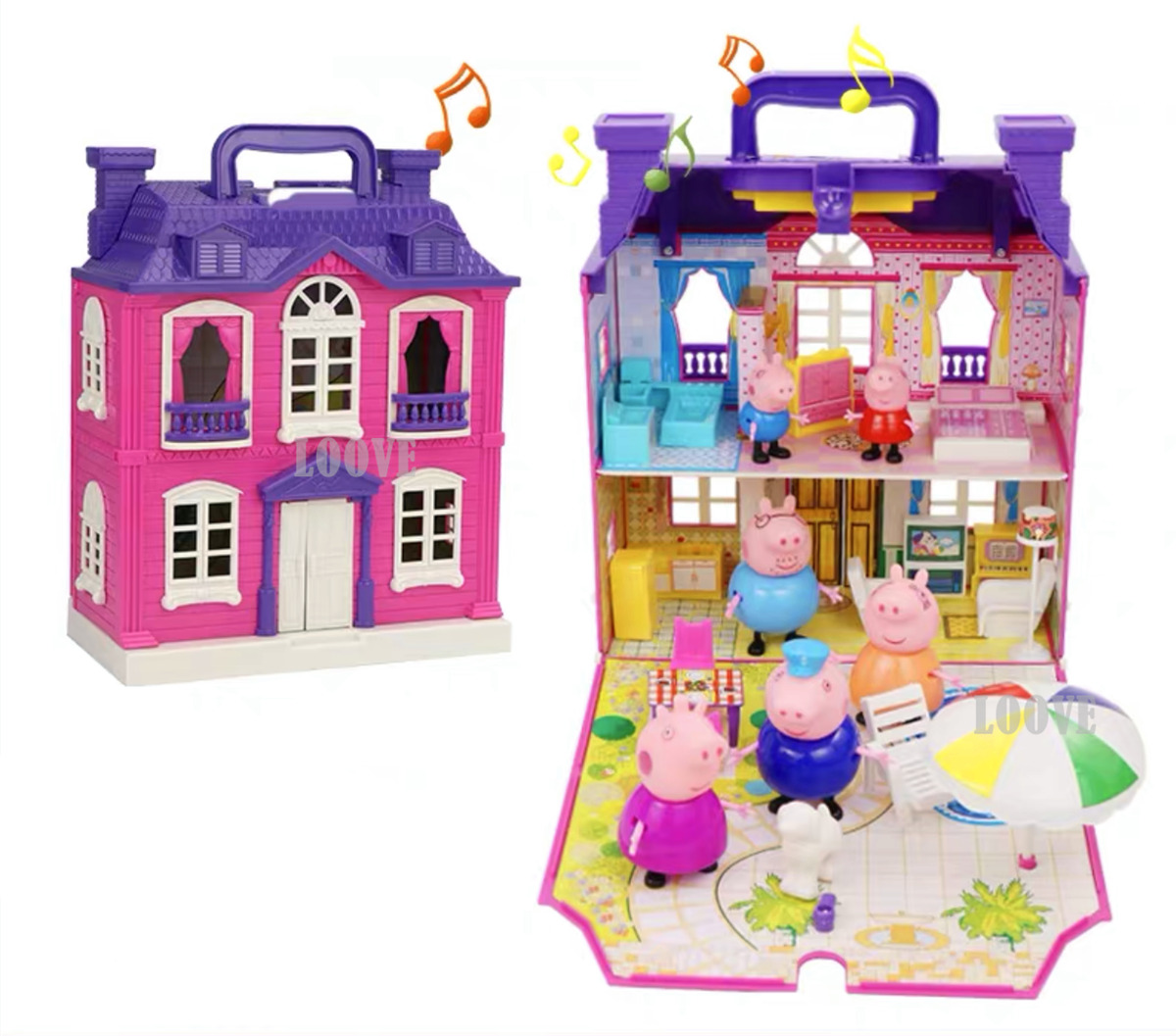 Lovely House Set + Peppa Pig Figures Gift Kid Toy Play Doll Characters  Plastic