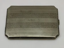 Vintage EAM Silver-Plate Cigarette Case Monogrammed A.B.K. 4 3/8" x 3"