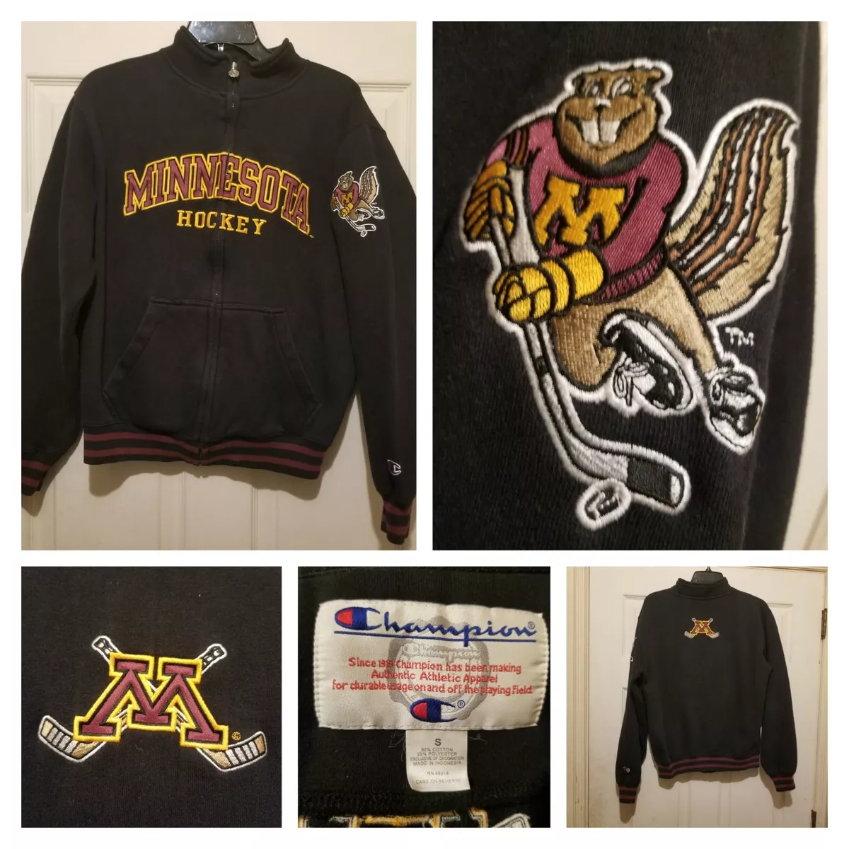 Minnesota Gophers Sweatshirt Men Small Hockey Pullover NCAA Embroidered Champion