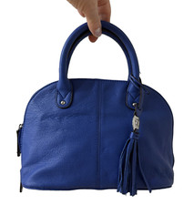 Tignanello Blue Leather Handbag for Women with Zipper Closure 
