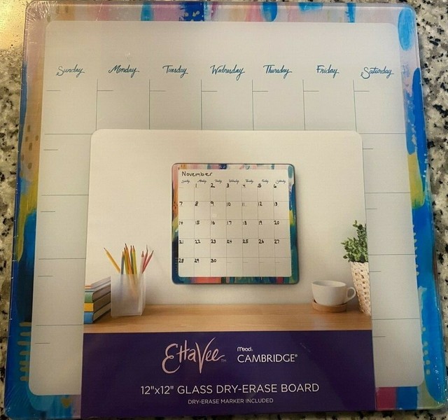 Glass Dry Erase Calendar Etta Vee 12 x12 By Mead cambridge For Sale 