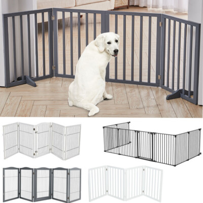 Foldable Pet Gate Fence Freestanding Dog Barrier Indoor Outdoor