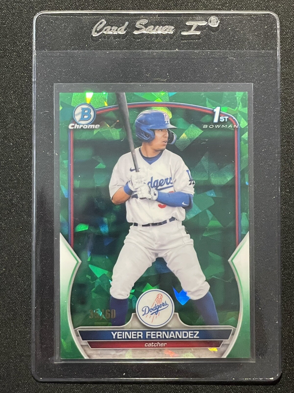 2023 Bowman Chrome Sapphire Yeiner Fernandez Green Refractor 1st Prospect #35/60