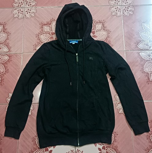 Burberry Blue Label, VTG Burberry Blue Label Black Full Zip Hoodie Women Size 38 Embroidered Logo Y2K