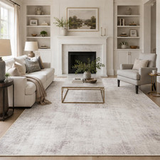 8X10 Area Rug for Living Room Bedroom Washable, Modern Grey White Large Carpet U
