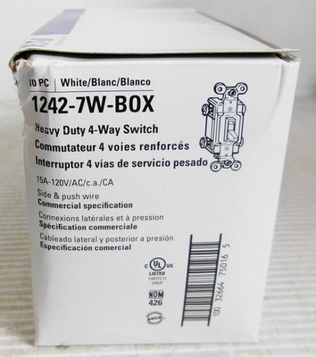 Eaton 1242-7W-BOX Heavy Duty 4-Way Switch 15A 120VAC (Box of 10)
