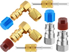 R12 to R134A AC Fitting Conversion Adapter Kit, Quick Coupler Gold Silver 
