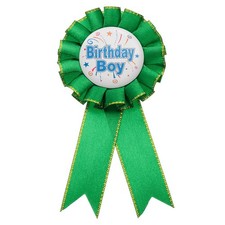Birthday Ribbon Pin 5.9x2.8" Fabric Birthday Boy Pin for Party Green