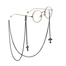 Women Glasses Chain Eyeglass Sunglass Mask Chains Cross Black