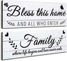 Jetec Wooden Family Signs Rustic Bless This Home Wood Family Decor Wall Art Farm