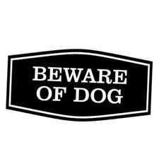 Fancy Beware of Dog Wall or Door Sign Durable 6 x 3" - Small 1 Pack Black
