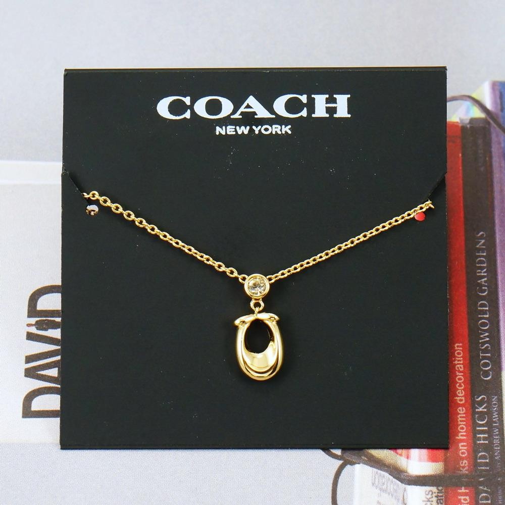 NWOT Coach Signature C Logo Crystal Necklace Gold Tone | eBay display picture 2