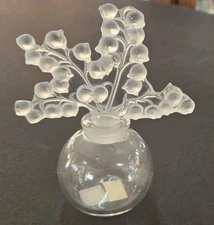 Vtg Lalique Clairefontaine Crystal Perfume Bottle Lily Of The Valley W Labels