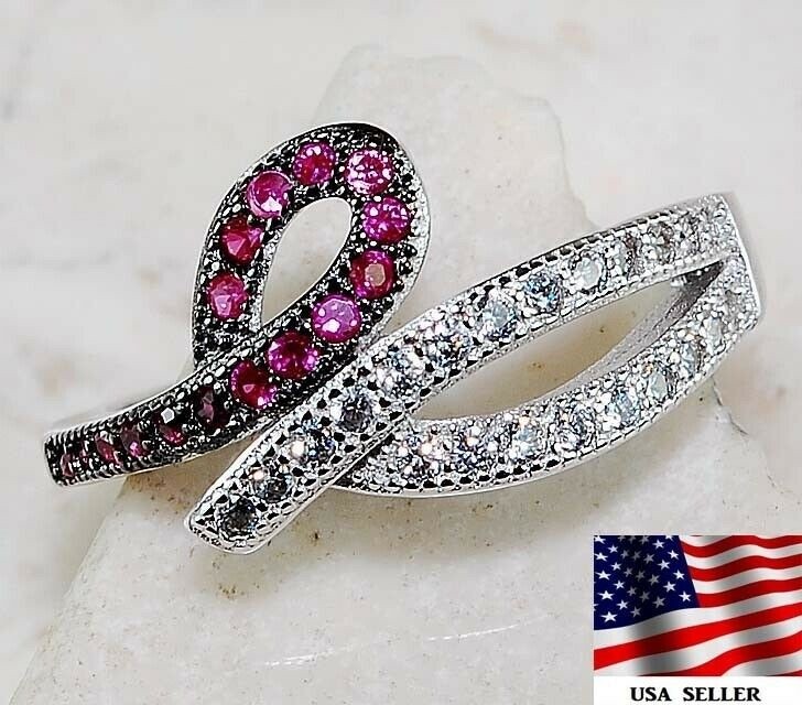 2CT Heat Treated  Rubellite Tourmaline 925   Sterling Silver Ring   Sz 7 L1-1