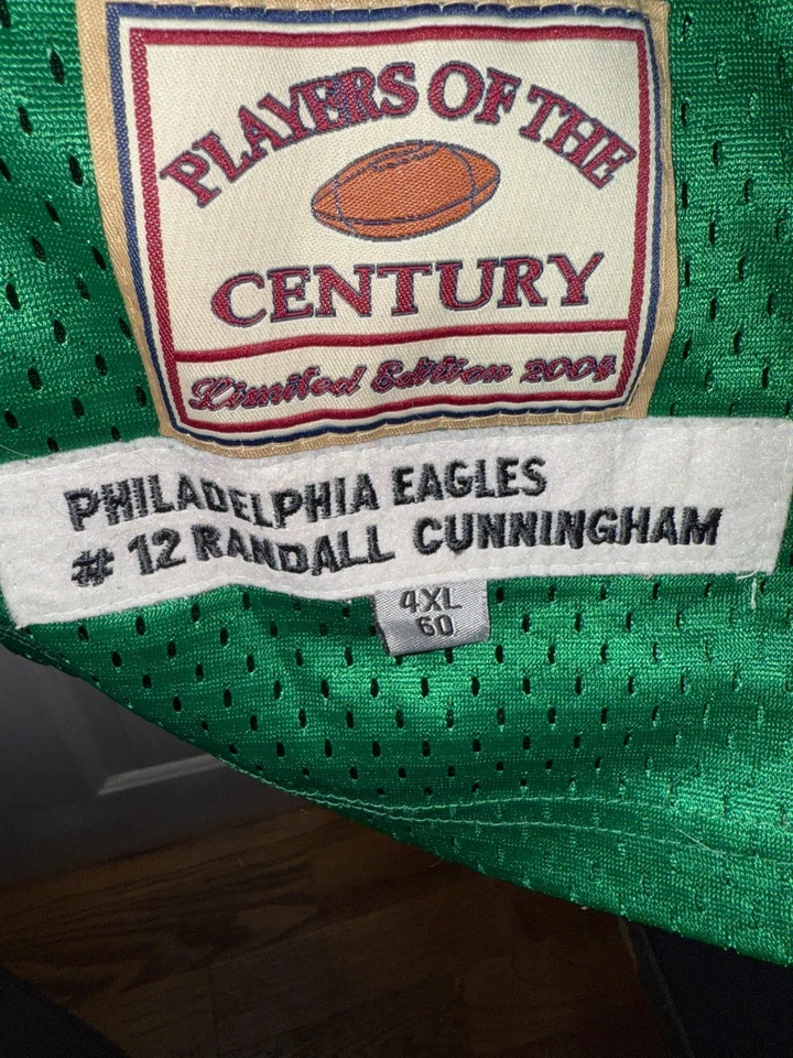 Camiseta de los Philadelphia Eagles NFL Jugadores del Siglo Cunningham #12 Verde 4XL Foto 4 de 4