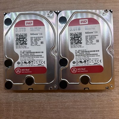 2X Festplatte 3TB X2 SATA WD NASware 2.0 Weniger Als 6000 Stunden. Wie Neu