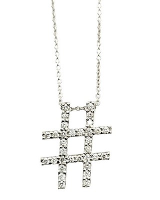Roberto Coin Tiny Treasures Diamant Hashtag Anhänger Halskette 18 Karat Weißgold