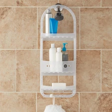 Large over the Shower Caddy, 2 Shelves, 1 Deep Basket, Heavy Duty Plastic, Frost