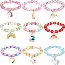 Hicarer 9pcs Unicorn Bracelets for Toddler Girls Rainbow Princess Party Favors