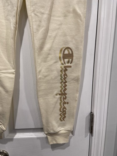 NWT Champion Size XS Power Blend Cream Gold Logo Drawstring Sweatpants Joggers - Bild 3 von 11