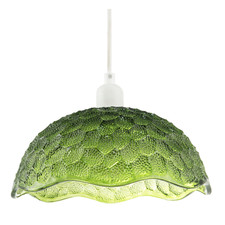 Tortoise Designed Emerald Green Glass Textured Ceiling Light Shade by Happy H...