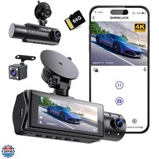 X5 4K WiFi Dash Cam Front and Rear Inside, 2160P 1080P 1080P FHD 3 Channel Da...