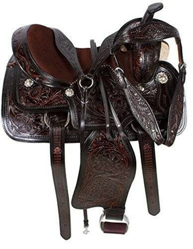 Selle Western Ranch En Cuir Faite Main - Ensemble Assorti Gratuit - Neuve