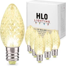 Holiday Lighting Outlet Faceted C7 Christmas Lights | Warm White LED Light Bu...